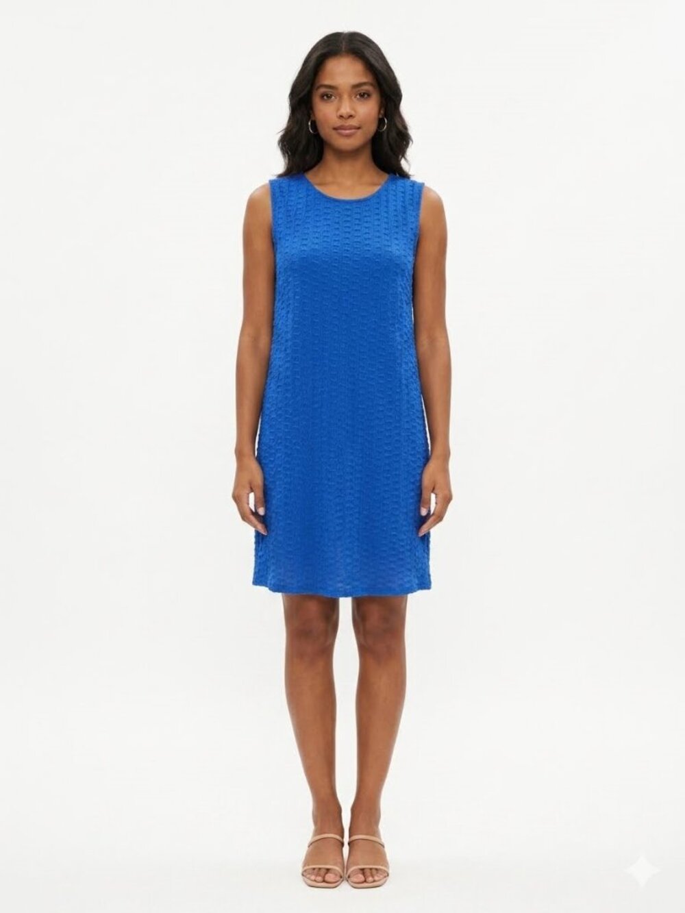Blue Textured Sleeveless Dress Size L